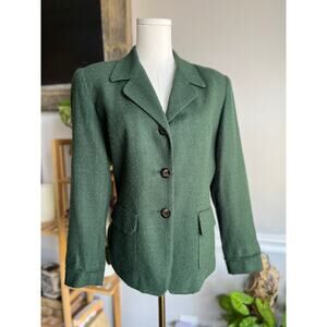 Vintage 90s Green Knit Blazer Jacket Size Medium